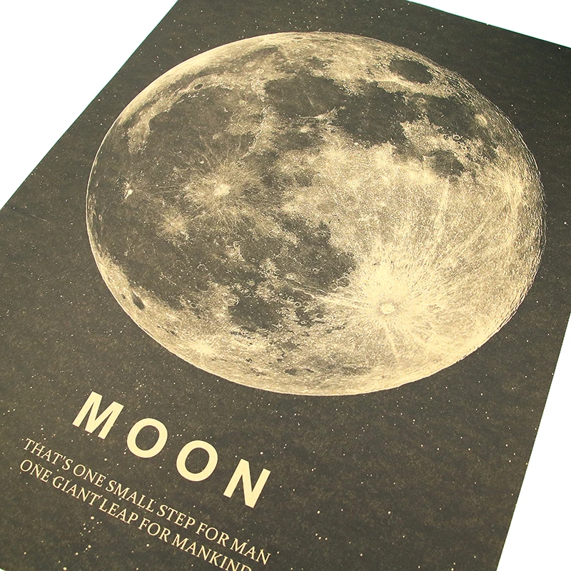 DLKKLB Moon Классический плакат отличный шаг для людей крафт-бумага Винтажный стиль Наклейка на стену 51x36 см домашний бар Кафе Декор Живопись