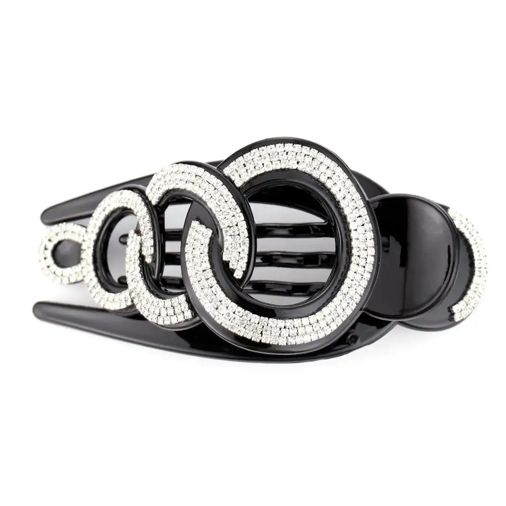 Extra Large Black Brown Crabs Clamp Hair Clip for Women Rhinestone Plastic Hairpin Barrettes Styling Tools Accessories |