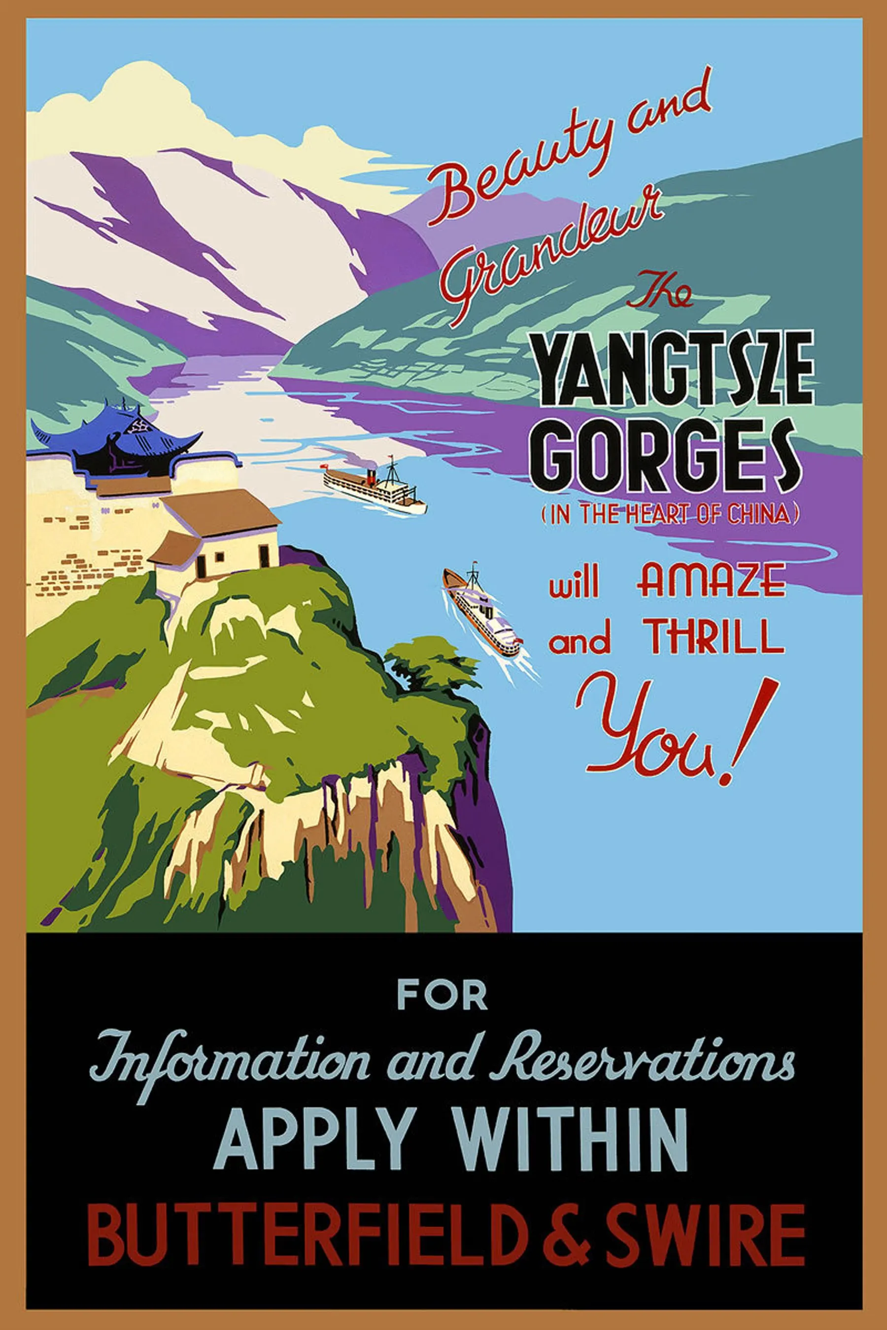 

400X300MM Beauty-and-Grandeur-The-Yangtsze-Gorges-Poster-1930 jumbo fridge magnet SFM-0160