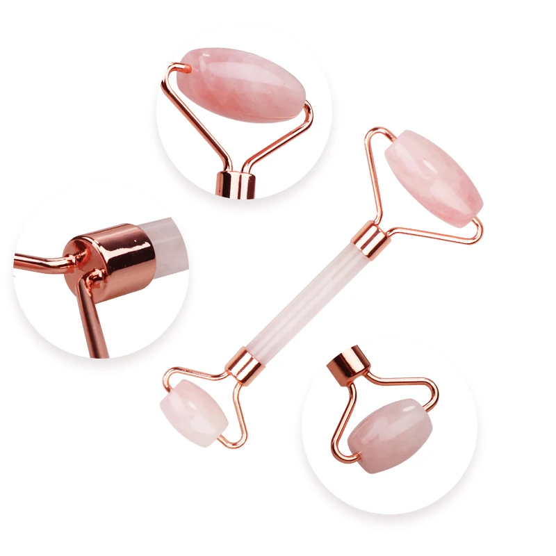 Массажный ролик для лица из натурального кварца и нефрита инструмент с