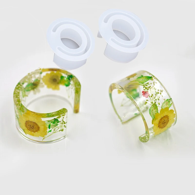

New Clear Silicone Egg Shaped Bracelet Mould For Epoxy Resin Real Flower DIY Mold Open Design Bangle Mould Resin Molds