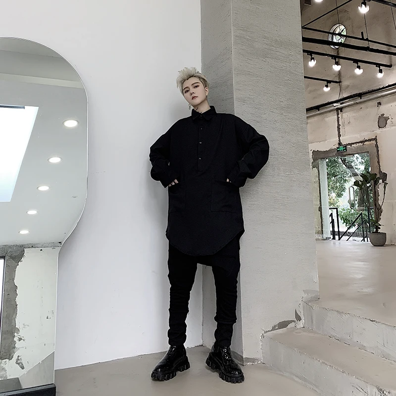 

Men Casual Pullover Long Sleeve Shirt Male Japan Streetwear Shirt