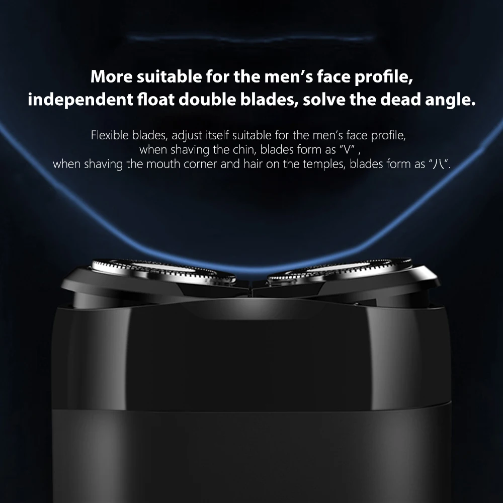 Xiaomi Mijia, мужская электробритва, портативная, 2 лезвия, электронный триммер для бороды, USB Перезаряжаемый, умный станок для бритья бороды