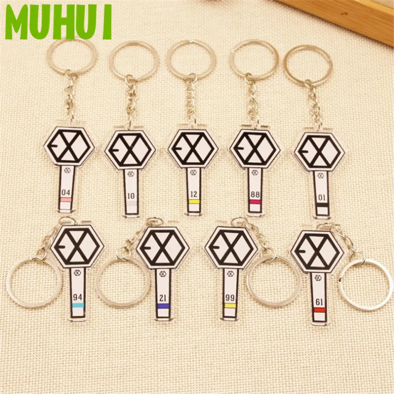 

Kpop EXO Album CHAN YEOL BAEKHYUN SEHUN Birthday Key Chain Concert Lamp Light Sticks Keychain Keyring 18412