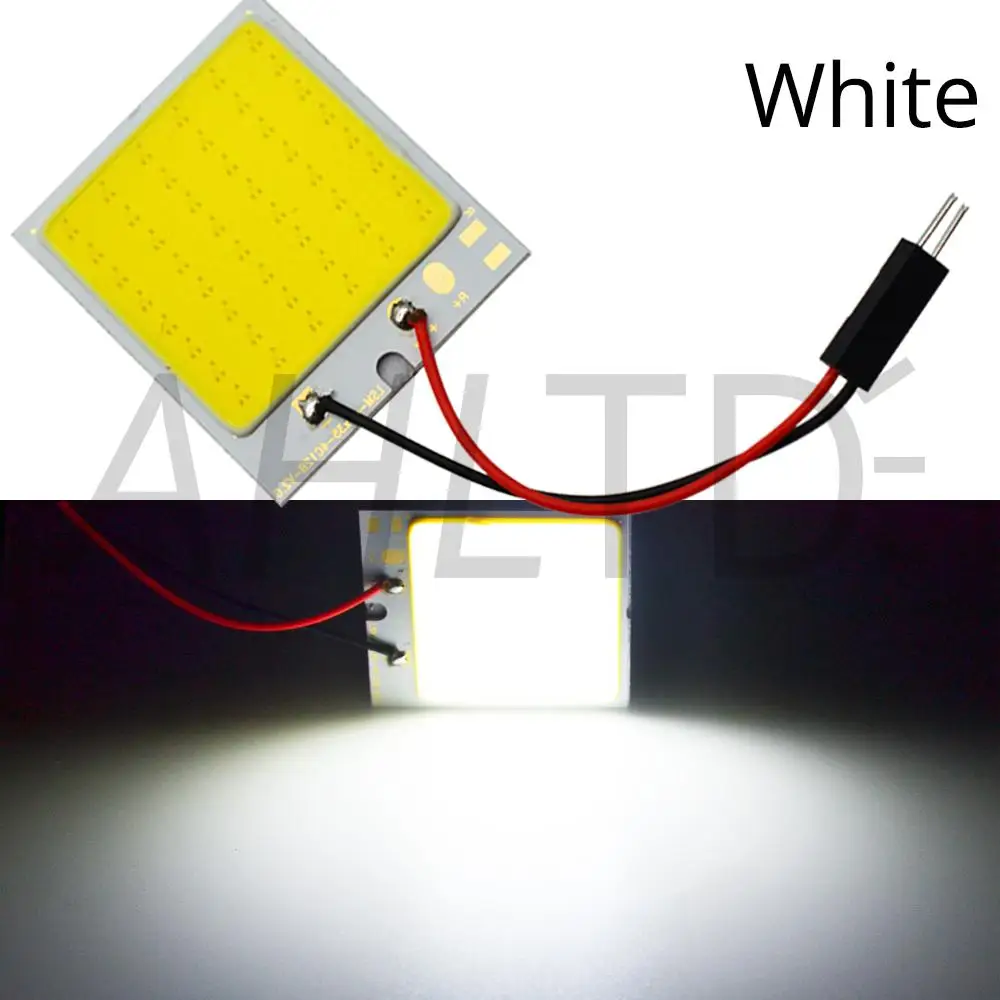Белый синий красный T10 C5W Cob 48SMD чип лампа для чтения автомобильная светодиодная лампа для парковки авто интерьерная панель светильник гирлянда номерные знаки