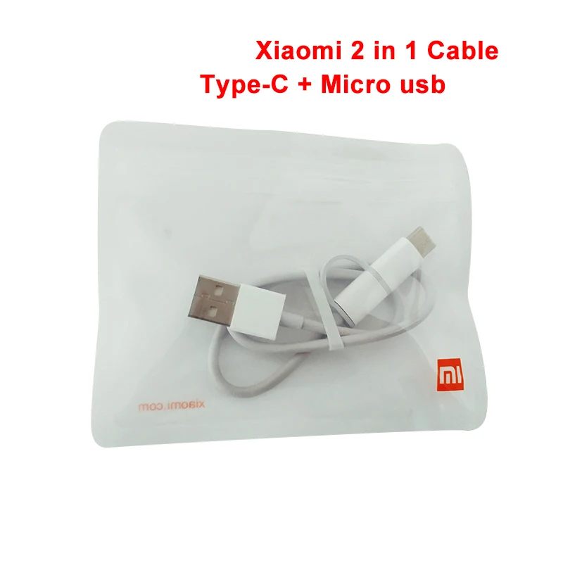 XIAO mi 2 в 1 2в1 usb кабель power bank кабель mi cro USB type c Быстрая зарядка линия передачи данных короткий кабель для redmi note 7 k20 pro mi 9