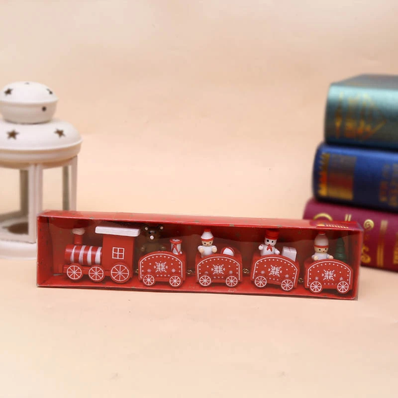 Adorno de tren de Navidad de madera, decoraci&oacute;n de Navidad para el hogar, regalo de Santa Claus, manualidades de juguete, mesa decorativa, A&ntilde;o Nuevo 2022-4