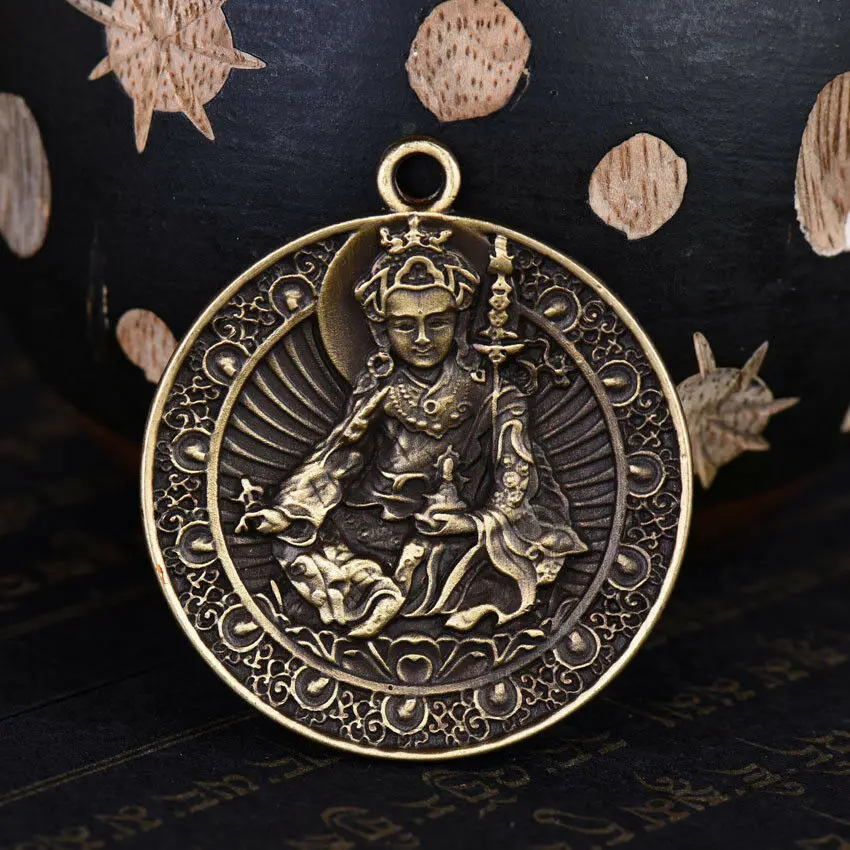 Тибетский Медный Подвесной амулет с гравировкой Padmasambhava Bodhisattva | Украшения и