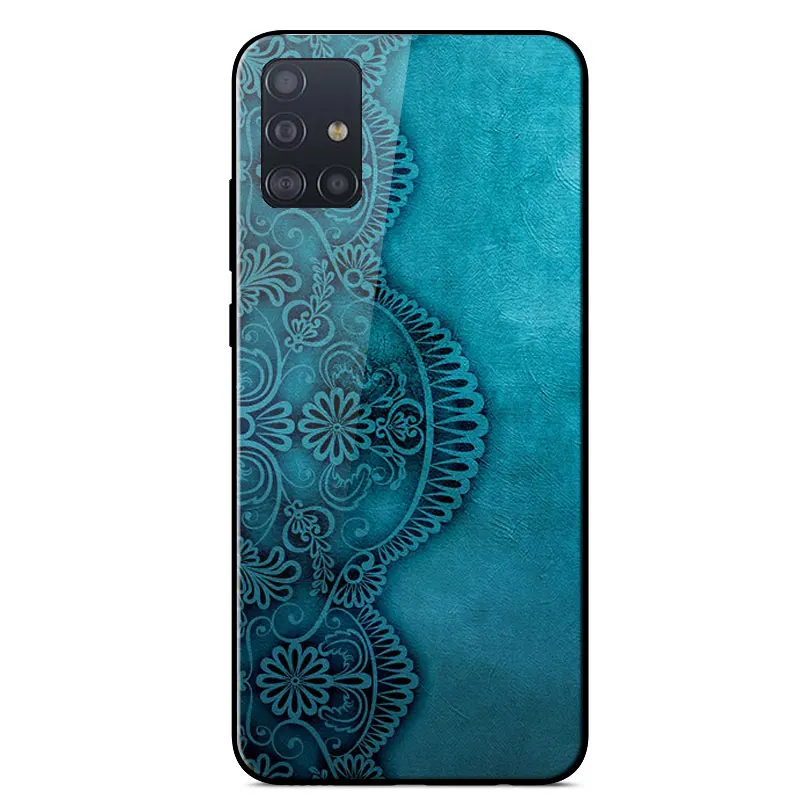 

For Samsung A51 Case Fashion Mirror Painted High Quality Tempered Glass shockproof Back Cover For Samsung A51 A515F Case Cover