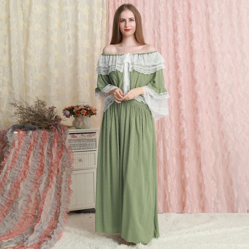 

Long Nightgown Lace Cotton Sleepwear Princess woman Dress Nightdress