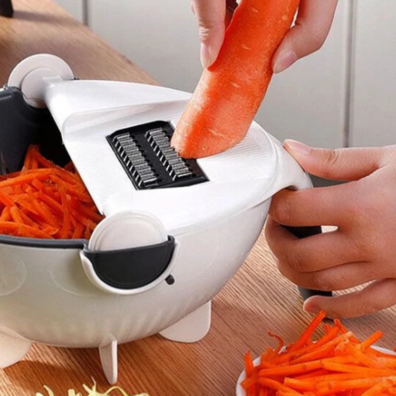

2in1 MultiFunction Vegetable Chopper Potato Shredder Slicer Carrot Grater Kitchen Convenience Vegetable Cutter with Drain Basket