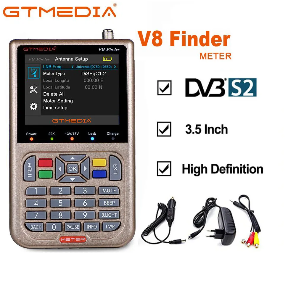 GTMEDIA V8 искатель DVB S2 цифровой HD высокой четкости СБ Finder 1080P спутниковый метр Satfinder