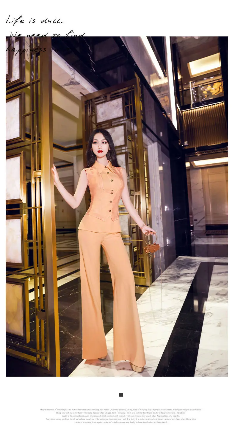 

Women 2021 Summer New Fashion 2 Piece Set Suit Female Double Breasted Blazer and Trousers Elegant Fashion Chic Lady Outfits U231