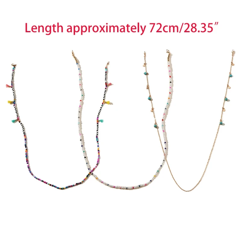 

5Pcs Colorful Rise Beads Face Mask Chain Non-Slip Tassels Lanyard Necklace Strap A2UA