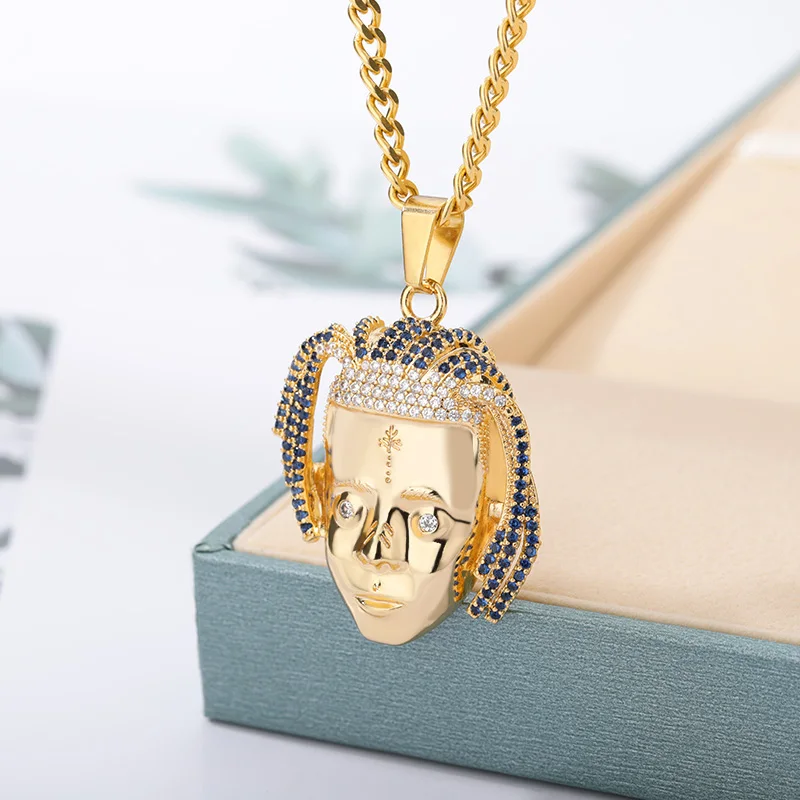 Rapper XXXtentacion Necklace For Women Men Hiphop Iced Out Zircon Pendant Cuban Chain Charm Crystal Jewerly Gift | Украшения и