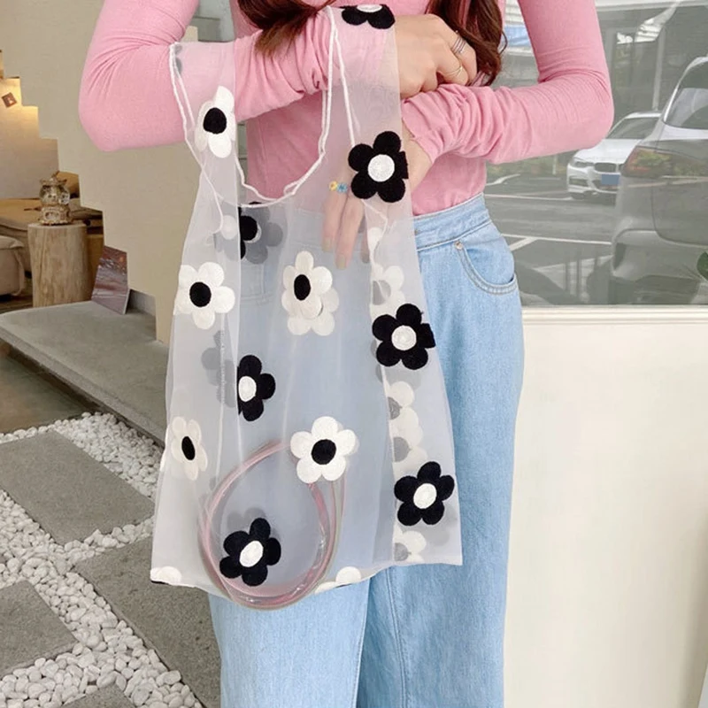 

2Pcs Embroidered Eugen Yarn Fairy Handbag New Spring and Summer Students Hand Bag Bag Wild