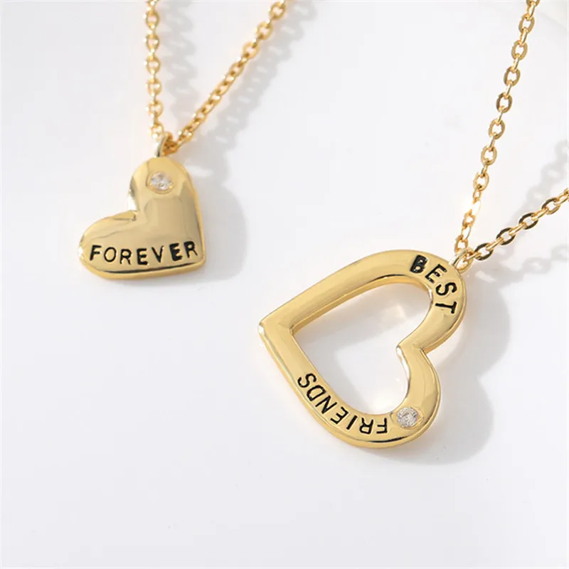 Ожерелье для женщин моды Двойное Сердце Навсегда лучший пары друг дружба