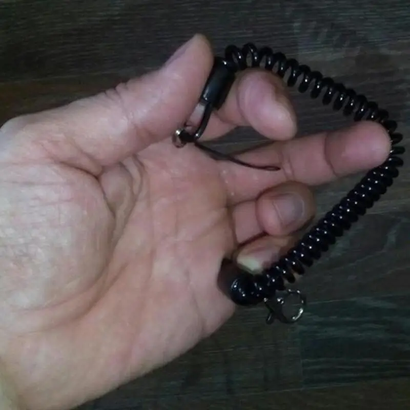 Практичная черная пружинная веревка для ключей пластиковая цветная