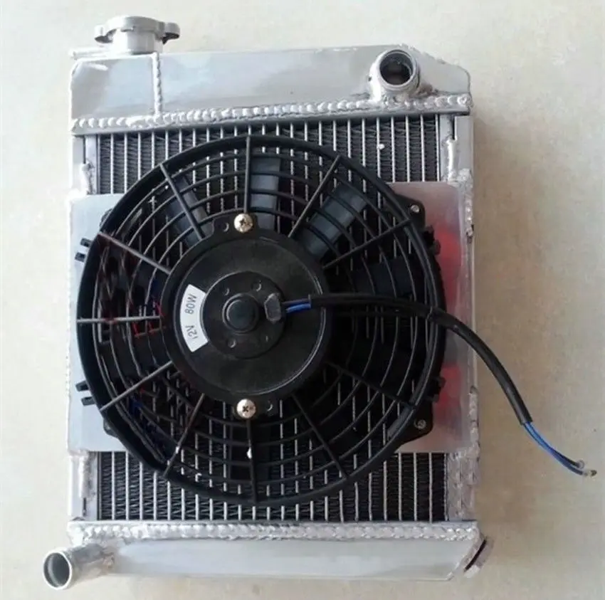 Алюминиевый гоночный радиатор + кожух вентилятор для Остина ROVER MINI 1275 GT