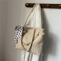 large tote bag summer new high quality straw womens designer handbag high capacity ribbon shoulder bags straw shopping bag