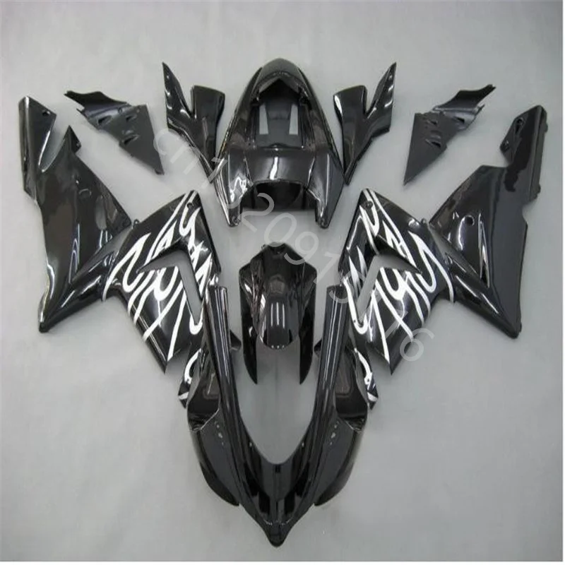 

Black Motorcycle Bodyparts white flames fit for Kawasaki Ninja ZX10R 2004-2005 zx10r 04 05 zx10r 2004 2005 fairing set