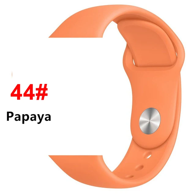 Спортивный мягкий силиконовый ремешок для Apple Watch, ремешок 44 мм, 40 мм, серия 5, 4, браслет для часов iWatch, ремешок 38 мм, 42 мм, 3, 2, 1, аксессуары - Цвет ремешка: 44 Papaya