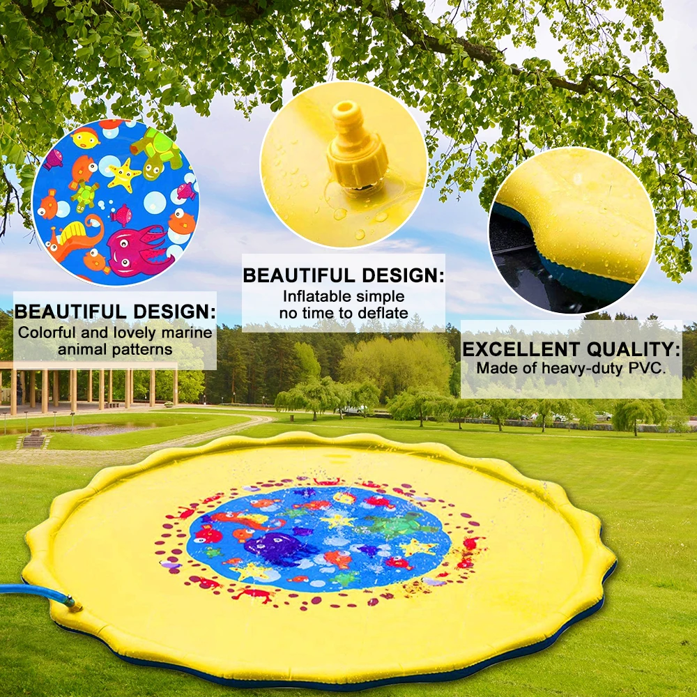 Надувной детский коврик для разбрызгивания воды 170 см сада и игр|Оборудование