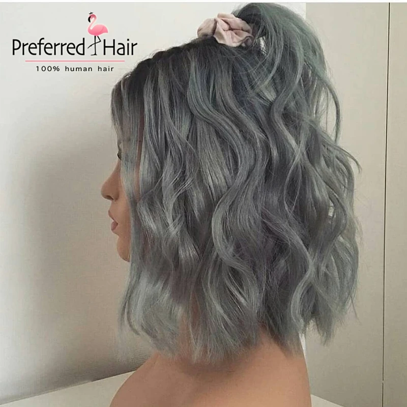 Preferred13x4 бразильский серый Омбре парик фронта шнурка предварительно сорвал