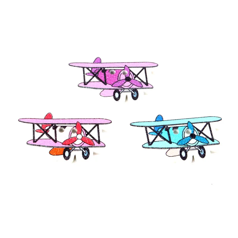 Многоцветный с изображением самолетов деревянные пуговицы для шитья ручной