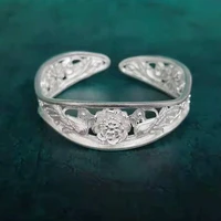 bastiee birds flower 999 sterling silver vintage bangles for women luxury jewelry handmade bracelet bangle hmong costume chinese