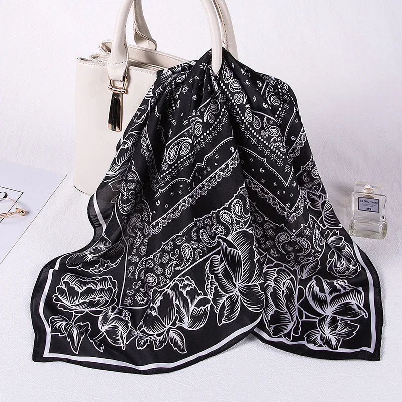 70*70 см Для женщин шелк квадратные шарфы головной повязкой 2021 в ретро-стиле с