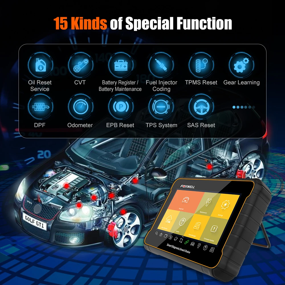 Foxwell GT60 Профессиональный OBD2 автомобильный Diangnostic Инструмент полная система подушка безопасности EPB SAS DPF масляный Инжектор Кодирование OBD Автомобильный сканер