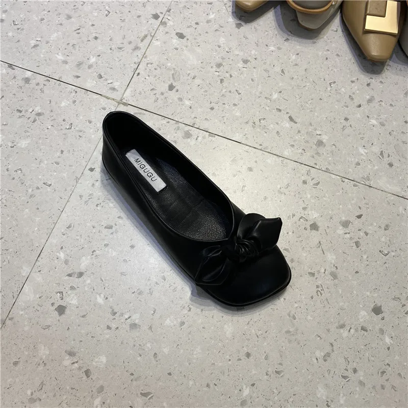 

Casual Woman Shoe Elegant Slip-on Square Toe Autumn Shallow Mouth Female Footwear Bow-Knot Slip On Grandma Fall New Dress Comfor