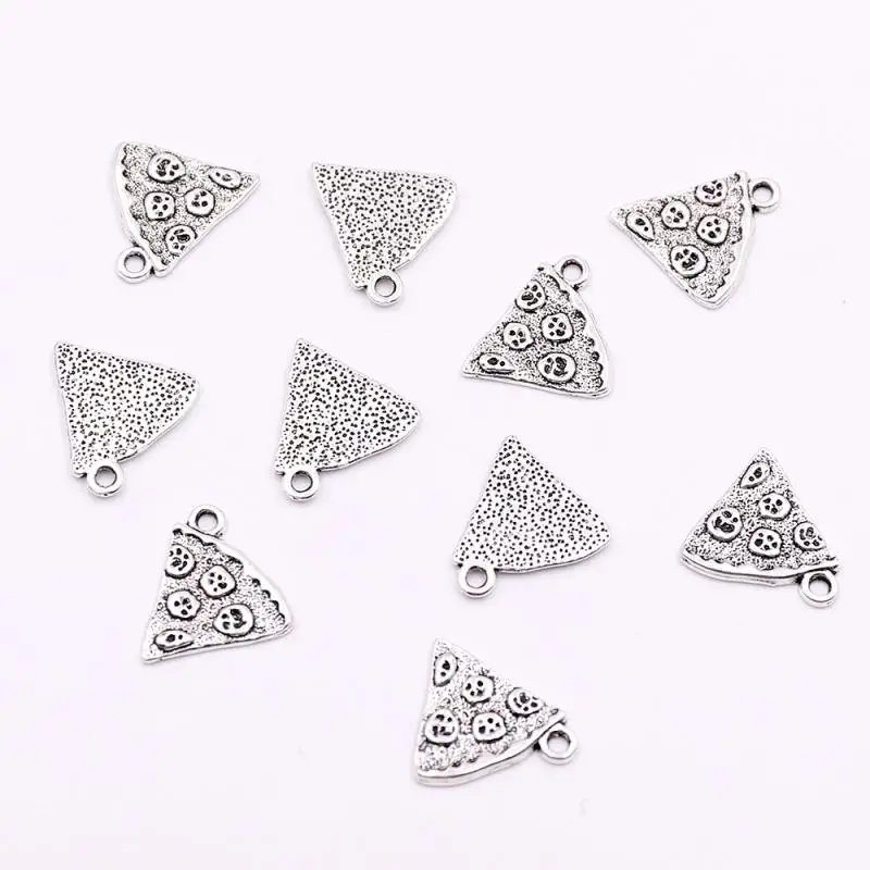 10 шт 30 тибетские серебряные шармы пицца для изготовления ювелирных изделий