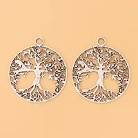 30pcslot tibetan silver large tree life round charms pendants 2 sided for necklace jewelry making accessories