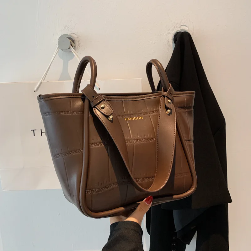 New Simple Large-capacity Handbag Fashion Design Stone Pattern Shoulder Messenger Bag Handbags Women Bags Designer