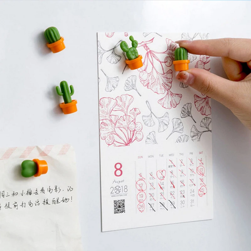 6 шт./компл. магниты на холодильник милый кактус сочные растения магнит кнопка