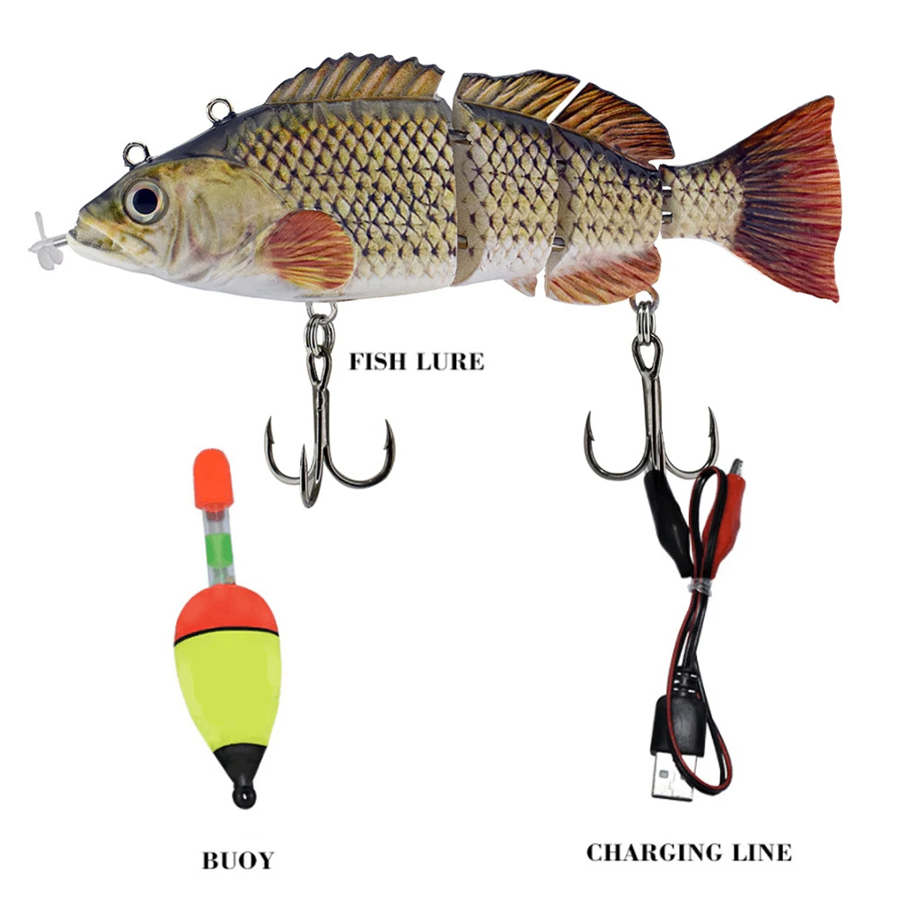 

Electric Lure Wobblers For Pike LED Fishing Lure 4-Segement Swimbait USB Rechargeable Lure Crankbait Flashing Electric Wobbler