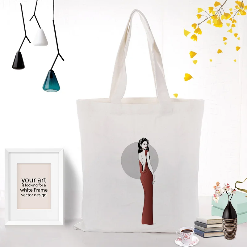 Крутой холст сумка для покупок на заказ Печать текстовый логотип DIY ежедневное использование экологическая многоразовая утилизация