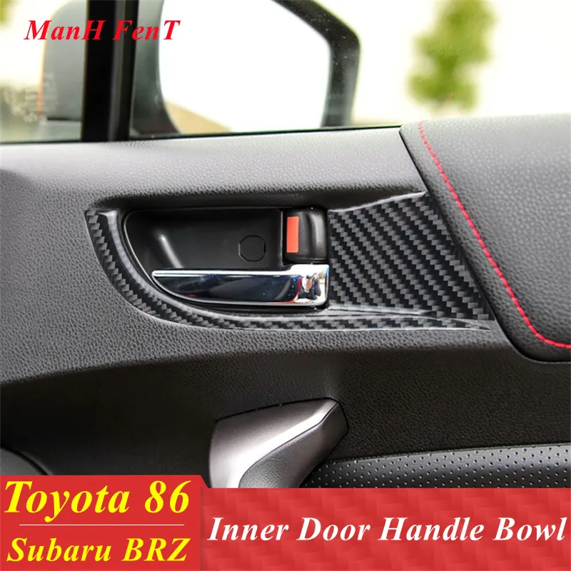 

For Toyota 86 Inner Door Handle Bowl Panel Trim Real Carbon Fiber Interior Decoration 3D Sticker 2016-2020