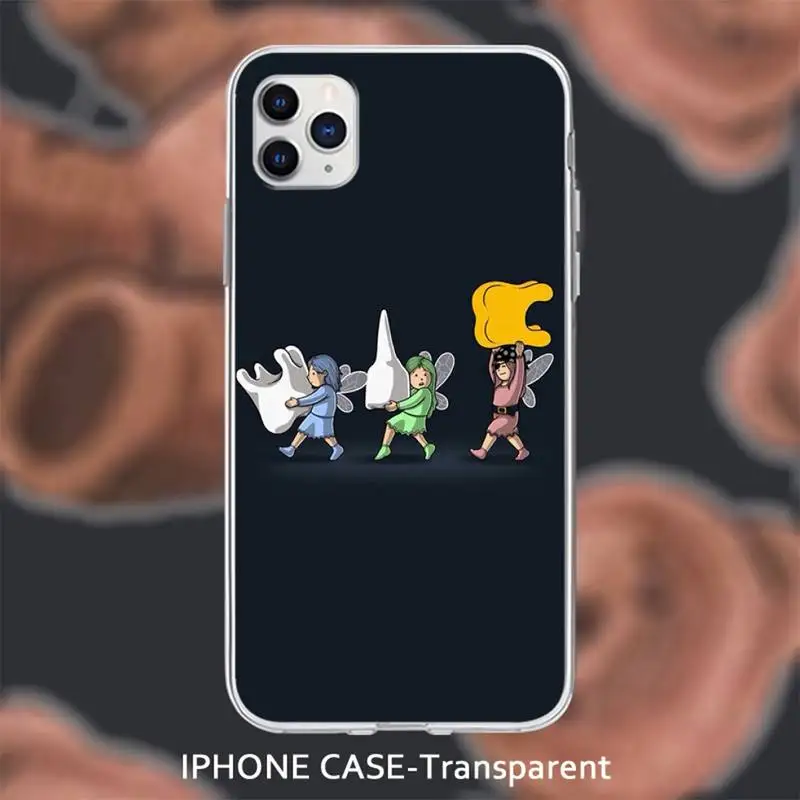 

Cute Cartoon Dentist Tooth Transparent soft cover case for iphone se 2020 6 6s 7 8 plus x xs max xr 11 12 pro max coque