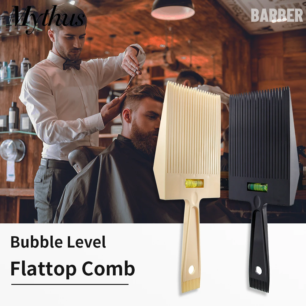 

Men Barber Professional Round Tooth Flat Comb Hairdressing Cutting Hair Comb With Bubble Level Instrument Hair Styling Flat Comb