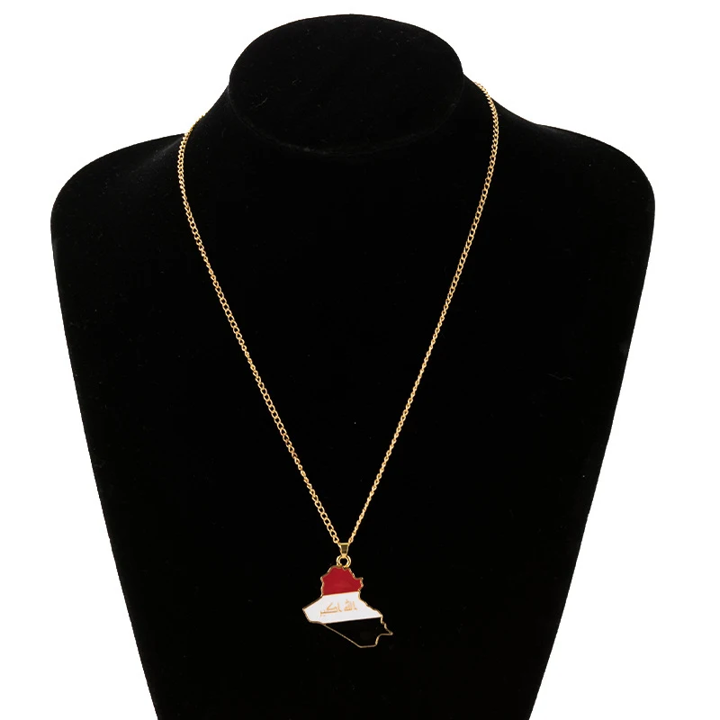 Ожерелье из сплава с картой страны флагом Ираком подвеской ожерелье для женщин