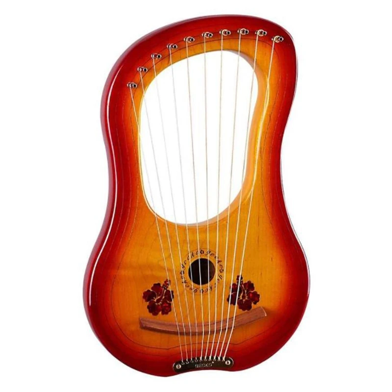 

GECKO Lyre Harp,10 металлических струн, кленовый фанерный корпус струны, инструмент с настройкой гаечного ключа для любителей музыки начинающих и т...