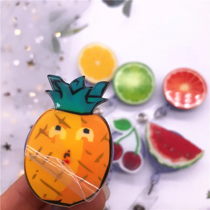 Colorful Cute fruit Retractable Pull Badge ID Lanyard Name Tag Card Holder Reels Key Ring Chain Clips student supplies | Канцтовары для