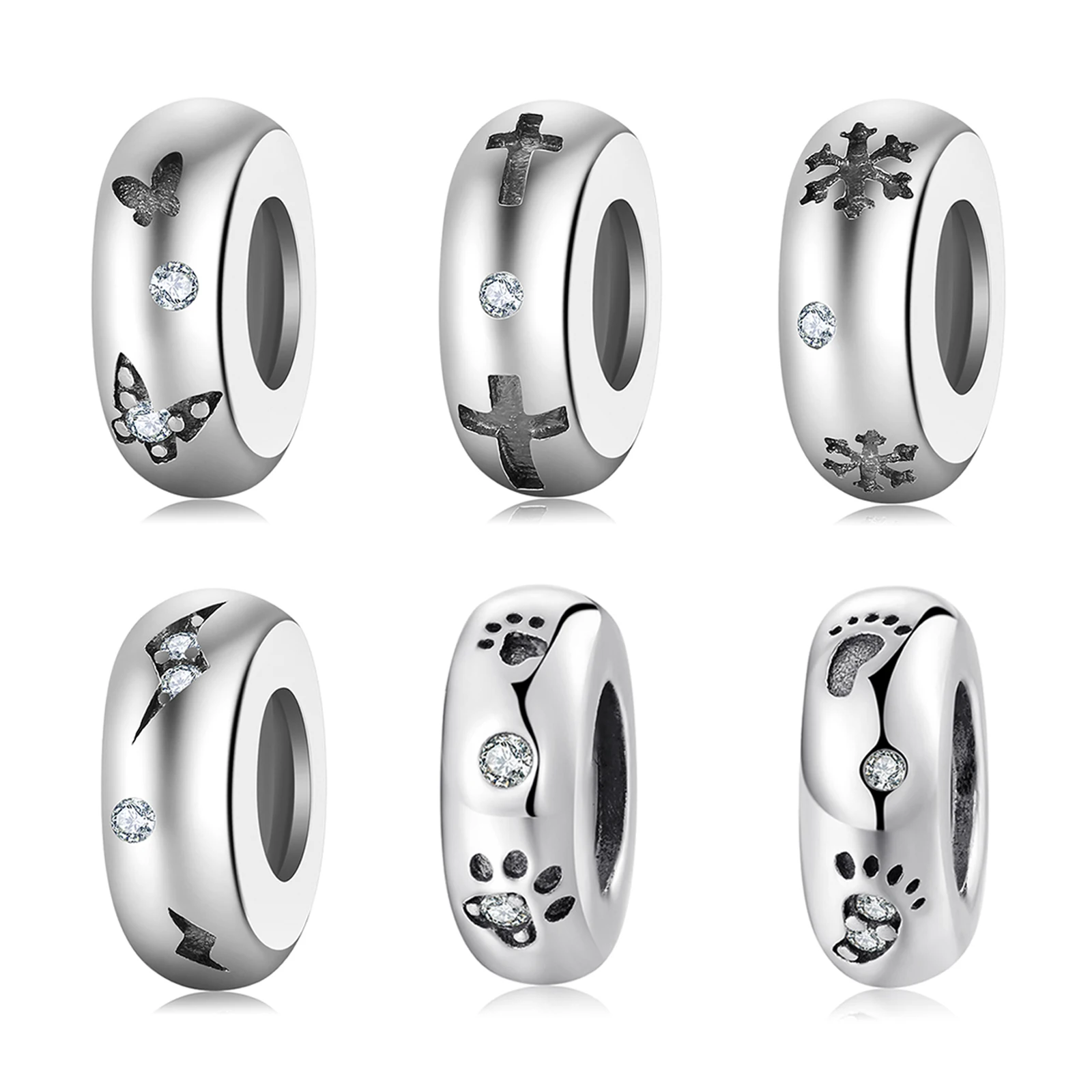 Горячая 925 стерлингового серебра изысканный бабочка CZ Силиконовая пробка бусины