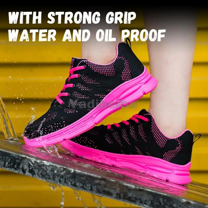 Женские кроссовки со стальным носком розовые для работы защита от проколов