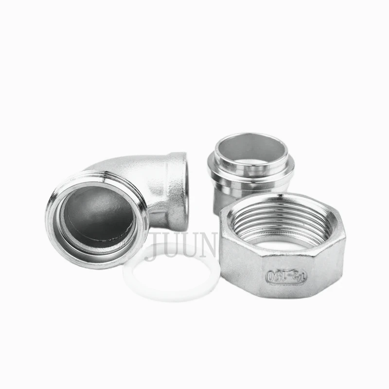 Соединительный элемент для труб из нержавеющей стали 304 с наружной резьбой BSP женского типа, угловой, с диаметром от DN8 до DN50 и дюймовыми размерами 1/4", 3/8", 1/2", 3/4", 1" и 2".