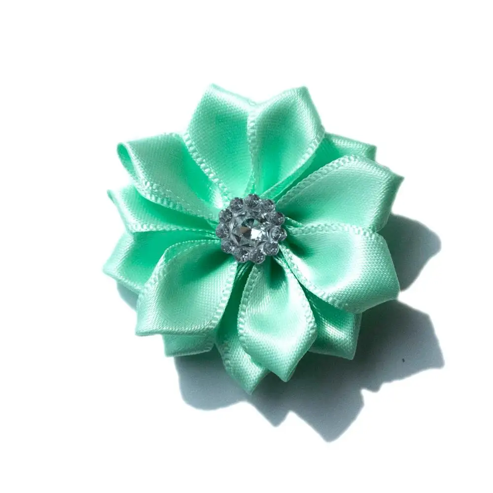 10 шт. 5 см ручная работа атласная лента цветы со стразами ткань для Аппликации