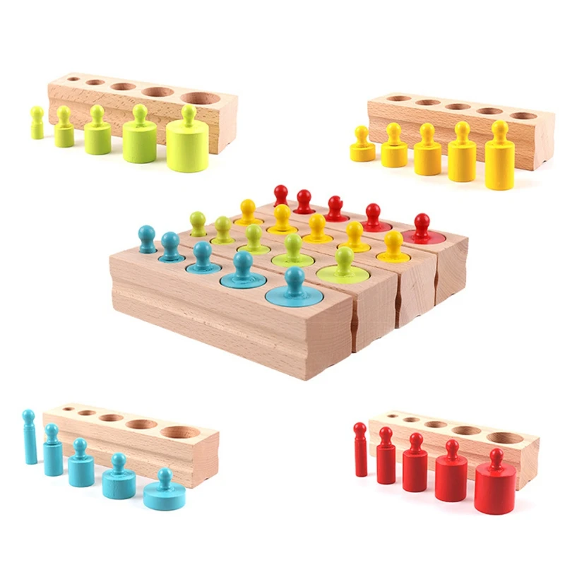 

Cylinder Socket Puzzles Toy Baby Development Practice and Senses Preschool Educational Wooden Toys for Kids